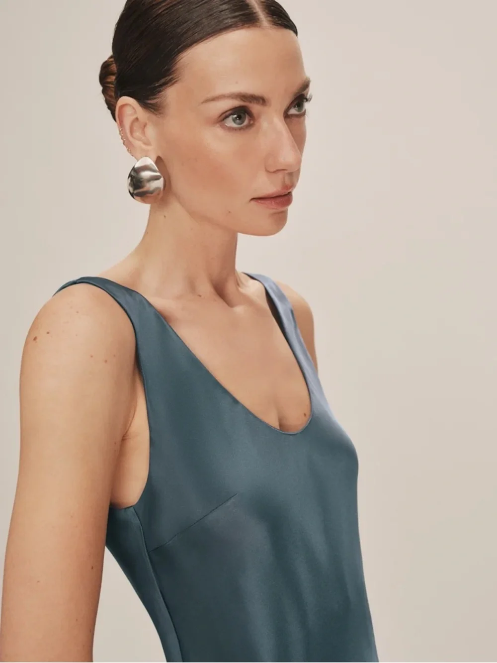 Reformation Sapphira Satin Dress in Slate - Picture 3 of 8